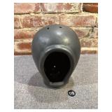 Mexican Folk Art Black Clay Candle Holder, Signed