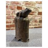 Artisan Carved Wood Frog on Flower