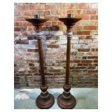 Pair of Painted Turned Wood Alter Candle Holders