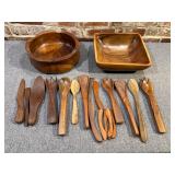 Collection of Wood Carved Serving Accessories