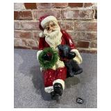 Ceramic Santa w Puppy, Signed