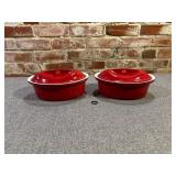 Emile Henry Red Terrine w Lid, Pair