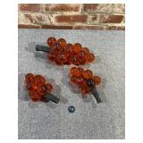 Set of 3 Orange Lucite Grape Clusters