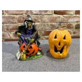 Vintage Halloween Ceramic Witch & Jack-o-Lantern