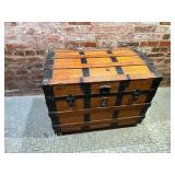 Antique Flat-Top Steamer Trunk