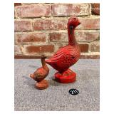 Set of 2 Cast Iron Red Goose Shoes Geese Bank