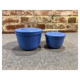 Oxford Ware Blue Lidded Covered Bowls, Set of 2
