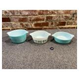 Set of 3 Pyrex Amish Butter Print Casserole Dishes