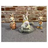 Vintage Easter Ceramic Bunnies & Bunny Lamp