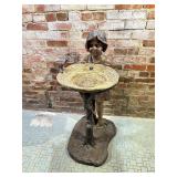 Little Girl Peeping into Nest Bird Bath