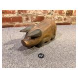 Artisan Wood Carved Pig