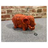 Chinese Cinnabar-Style Lacquered Resin Elephant