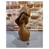 Mid-Century Carved Wooden Female Bust