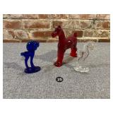 3 Glass Horses, Moser, Paden, Heisey by Moser