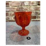 Viking Glass Amberina 6 Petal Compote Candy Dish