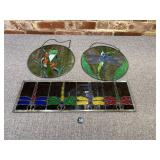 Stained Glass Wall Hangings w Dragonfly & Frog