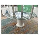 Hexagon Beveled Glass Top Table Heavy Plastic Base