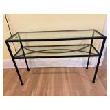 2 Tier Glass Sofa Table with Metal Frame