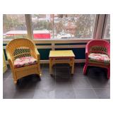 3 Pc Yellow & Hot Pink Wicker Set
