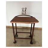 Artist Made Forged Metal Base Table w Stone Top