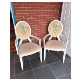2 Arhaus Needlepoint Louis XVI Style Chairs