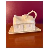 Belleek Irish Porcelain Cottage Butter Cheese Dish