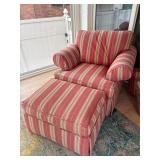 Ethan Allen Striped Chair and Ottoman