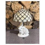 Bunny Table Lamp w Stained Glass Shade