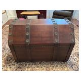 Vintage Wooden Trunk w Decorative Brass Hardware