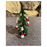 Artist Blown Glass Mini Christmas Tree w Ornaments