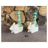 1985 The Haldon Group Ceramic Bunny Candleholders