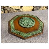 Mayan Calander Malachite Aggregate Wooden Placque