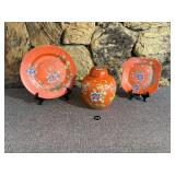 Vintage Japanese Painted Porcelain, 3 Pc Set
