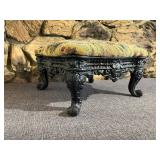 Cast Iron & Upholstered Footstool