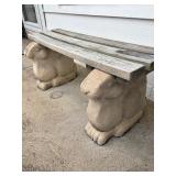 Concrete Figural Bunny Bench