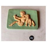 Vintage Ceramic Wall Plaque Child & Dog