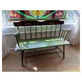 Green Bench w Fruit & Floral Painted Accents