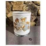 1990s Ceramic Teddy Bear Waste Basket
