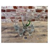 Hand Blown Martini Cocktail Pitcher & Glasses