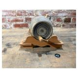 Vtg Ceramic Whiskey Barrel w Shot Glasses