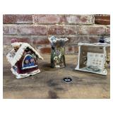 3 Blue Sky Pottery Tea Light Holders 7& Vase