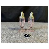 Pink Depression Etched Glass Salt & Pepper Shakers