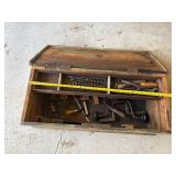 Old Wooden Toolbox with Antique Tools