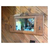 Oak Hanging Mirrored Wall Hall Tree