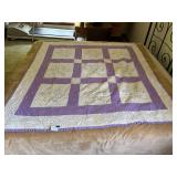 Purple & White Floral Hand Stitched Quilt