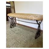 Art Deco Style Iron Bench w Upholstered Top
