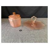 2 Vintage Pink Satin Glass, Anchor Hocking