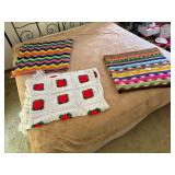 3 Crocheted Afghan Blankets