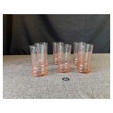 Set of 6 Vintage Pink Depression Glass Tumblers