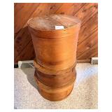 3 Round Wood Lidded Cheese Boxes